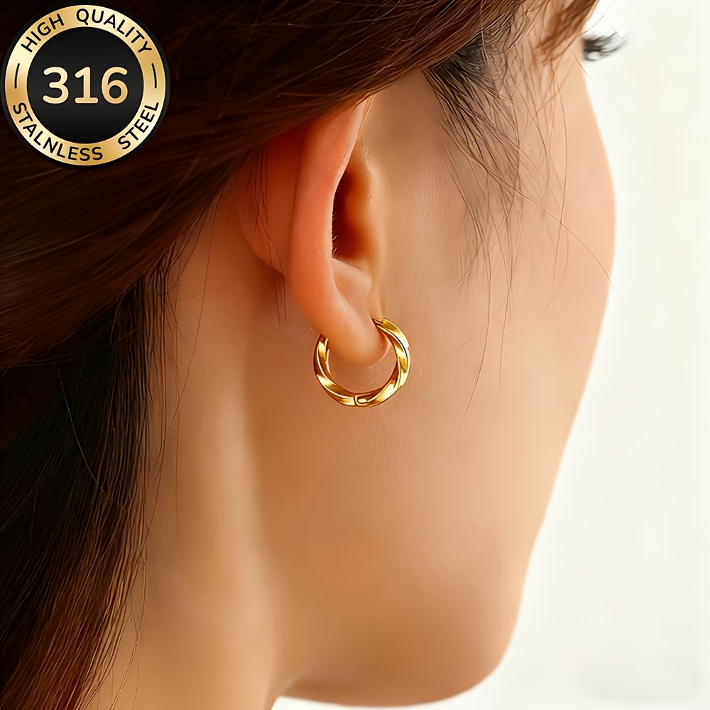 Women's High-Quality Stainless Steel Twisted Hoop Earrings